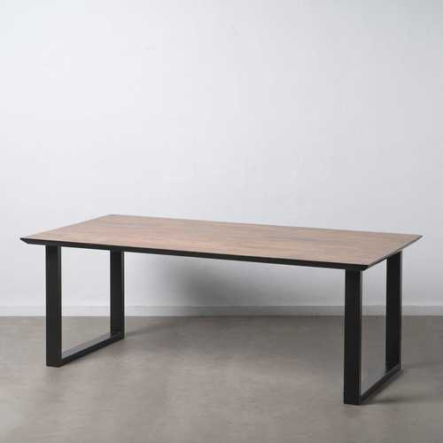 MESA COMEDOR NEGRO-MARRÓN MADERA-HIERRO 200 X 100 X 76 CM