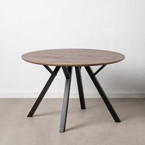 MESA COMEDOR MARRÓN-NEGRO DM-METAL SALÓN 120 X 120 X 75 CM