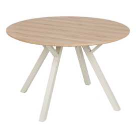 MESA COMEDOR NATURAL-CREMA DM-METAL 120 X 120 X 75 CM