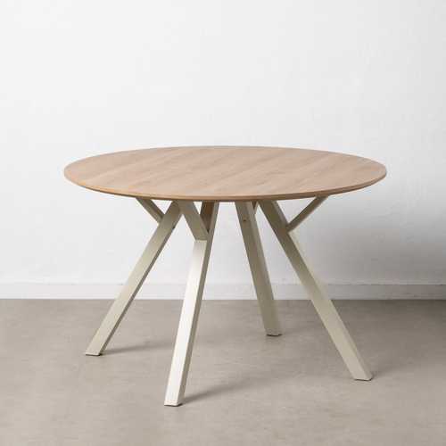 MESA COMEDOR NATURAL-CREMA DM-METAL 120 X 120 X 75 CM