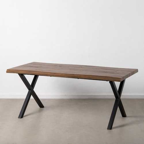 MESA COMEDOR MARRÓN-NEGRO DM-METAL SALÓN 180 X 90 X 75 CM