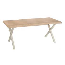 MESA COMEDOR NATURAL-CREMA DM-METAL 180 X 90 X 75 CM