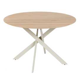 MESA COMEDOR NATURAL-CREMA DM-METAL 120 X 120 X 75 CM