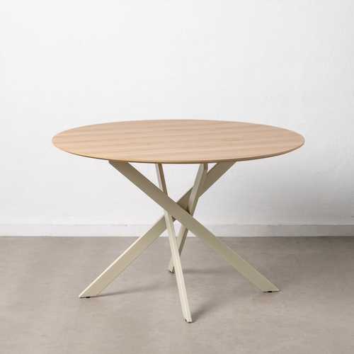 MESA COMEDOR NATURAL-CREMA DM-METAL 120 X 120 X 75 CM