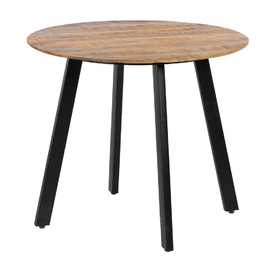 MESA COMEDOR NATURAL-NEGRO MADERA-HIERRO 90 X 90 X 77 CM