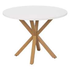 MESA COMEDOR BLANCO-NATURAL DM-METAL 100 X 100 X 76 CM