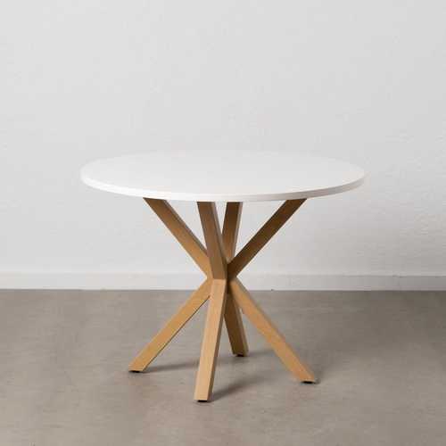 MESA COMEDOR BLANCO-NATURAL DM-METAL 100 X 100 X 76 CM
