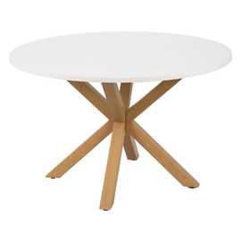 MESA COMEDOR BLANCO-NATURAL DM-METAL 120 X 120 X 76 CM