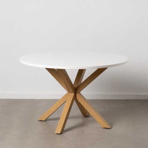 MESA COMEDOR BLANCO-NATURAL DM-METAL 120 X 120 X 76 CM