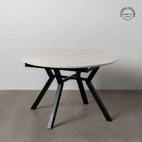MESA EXTENSIBLE BLANCO-NEGRO 120 X 120 X 75 CM