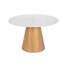 MESA COMEDOR BLANCO-NATURAL 120 X 120 X 75 CM