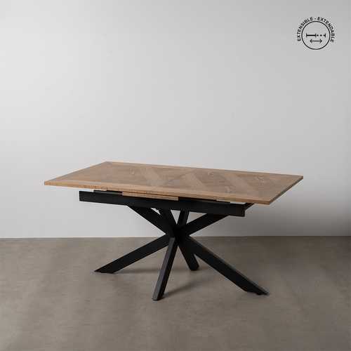 MESA EXTENSIBLE NATURAL-NEGRO DM-METAL 160 X 90 X 77 CM