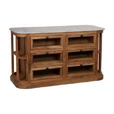 ISLA NATURAL MÁRMOL/MADERA COCINA 155 X 70 X 88 CM