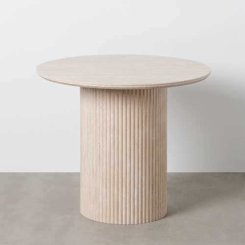 MESA COMEDOR BEIGE PIEDRA MDF DECORACIÓN 90 X 90 X 76 CM