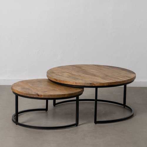 S/2 MESA CENTRO NEGRO-MARRÓN 90 X 90 X 40 CM