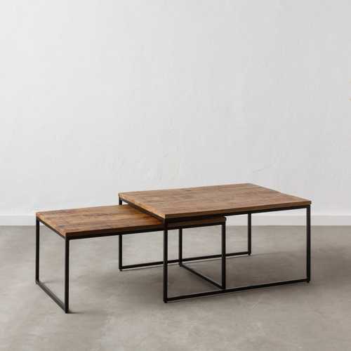 S/2 MESA CENTRO NATURAL-NEGRO 80 X 60 X 40 CM