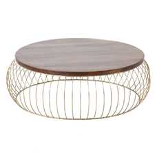 MESA CENTRO NATURAL-ORO MADERA-HIERRO 103 X 103 X 33 CM