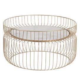 MESA CENTRO ORO-BLANCO HIERRO / MÁRMOL 72 X 72 X 40 CM