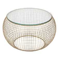 MESA CENTRO ORO HIERRO / CRISTAL SALÓN 74 X 74 X 44 CM MESA CENTRO ORO HIERRO / CRISTAL SALÓN 74 X 74 X 44 CM