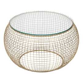 MESA CENTRO ORO HIERRO / CRISTAL SALÓN 74 X 74 X 44 CM