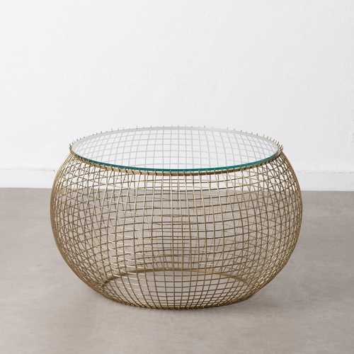 MESA CENTRO ORO HIERRO / CRISTAL SALÓN 74 X 74 X 44 CM