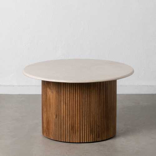 MESA CENTRO NATURAL-CREMA MÁRMOL/MADERA 76 X 76 X 45 CM
