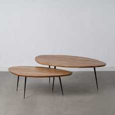 S/2 MESA CENTRO NATURAL MADERA-METAL 110 X 63 X 40 CM