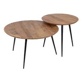 S/2 MESA CENTRO NATURAL MADERA-METAL 70 X 70 X 40 CM