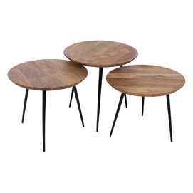 S/3 MESA CENTRO NATURAL MADERA-METAL 50 X 50 X 45 CM