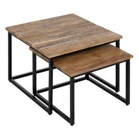 S/2 MESA CENTRO NATURAL MADERA-METAL 60 X 60 X 42 CM