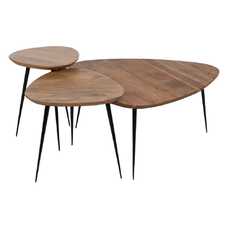 S/3 MESA CENTRO NATURAL MADERA-METAL 86 X 81 X 43 CM