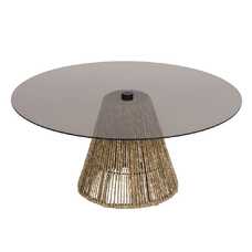 MESA CENTRO CRISTAL-FIBRA NATURAL SALÓN 80 X 80 X 35 CM