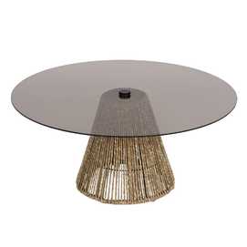 MESA CENTRO CRISTAL-FIBRA NATURAL SALÓN 80 X 80 X 35 CM