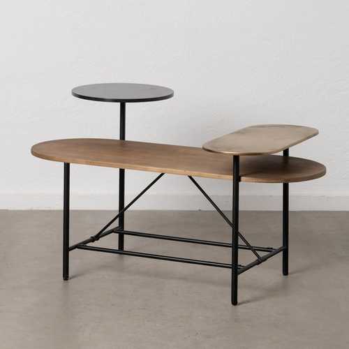 MESA CENTRO ORO ENVEJECIDO METAL SALÓN 116 X 76 X 64 CM