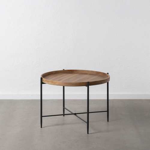 MESA CENTRO NATURAL-NEGRO METAL-MADERA 80 X 80 X 55 CM
