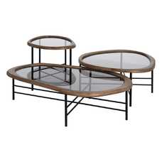 MESA CENTRO NATURAL-NEGRO MADERA-METAL 76 X 81 X 38 CM