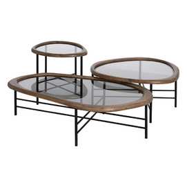 MESA CENTRO NATURAL-NEGRO MADERA-METAL 76 X 81 X 38 CM