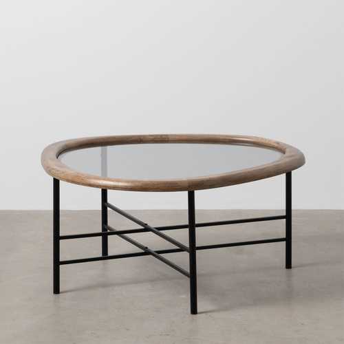 MESA CENTRO NATURAL-NEGRO MADERA-METAL 76 X 81 X 38 CM