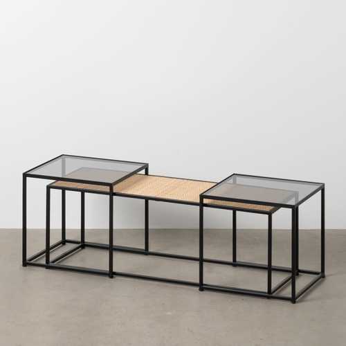 S/3 MESA CENTRO NATURAL-NEGRO 97,50 X 34 X 35 CM