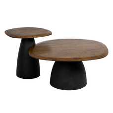 MESA CENTRO MARRÓN MADERA-HIERRO SALÓN 80 X 72 X 33 CM