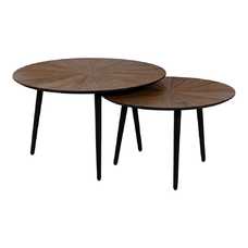 S/2 MESA CENTRO NATURAL-NEGRO DM-METAL 70 X 70 X 40 CM