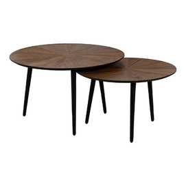 S/2 MESA CENTRO NATURAL-NEGRO DM-METAL 70 X 70 X 40 CM