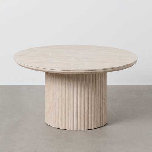 MESA CENTRO BEIGE PIEDRA MDF DECORACIÓN 70 X 70 X 38,50 CM