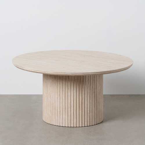 MESA CENTRO BEIGE PIEDRA MDF DECORACIÓN 90 X 90 X 45 CM