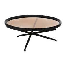 MESA CENTRO NEGRO MADERA-METAL 100 X 100 X 40 CM