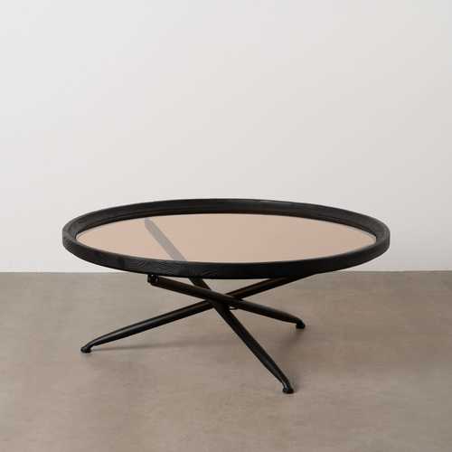 MESA CENTRO NEGRO MADERA-METAL 100 X 100 X 40 CM