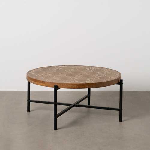 MESA CENTRO NATURAL-NEGRO METAL-MADERA 89 X 89 X 42,50 CM