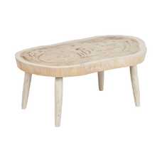 MESA CENTRO BLANCO ROZADO MADERA DE SUAR 100 X 70 X 45 CM