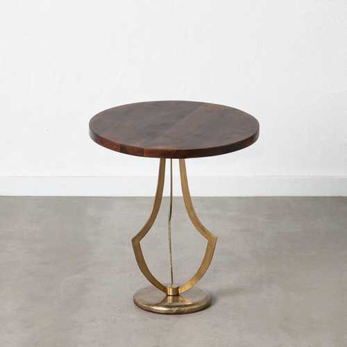 MESA AUXILIAR NATURAL-ORO MADERA-HIERRO 51 X 51 X 58 CM