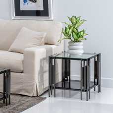 MESITA NEGRO CRISTAL / ACERO INOXIDABLE 53,50 X 53,50 X 53 C MESITA NEGRO CRISTAL / ACERO INOXIDABLE 53,50 X 53,50 X 53 C